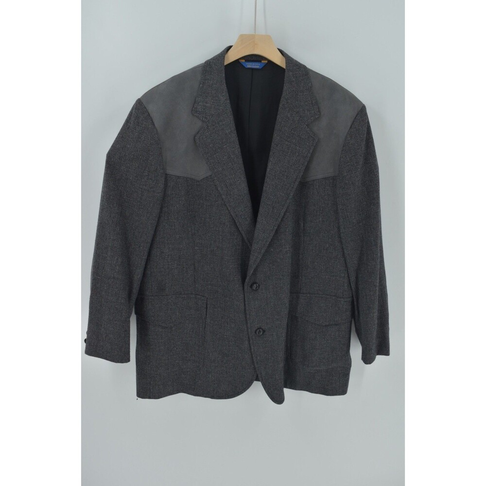 Vintage Pendleton Western Tweed Blazer Suede Yoke Elbow Patch Mens 50L Flecked